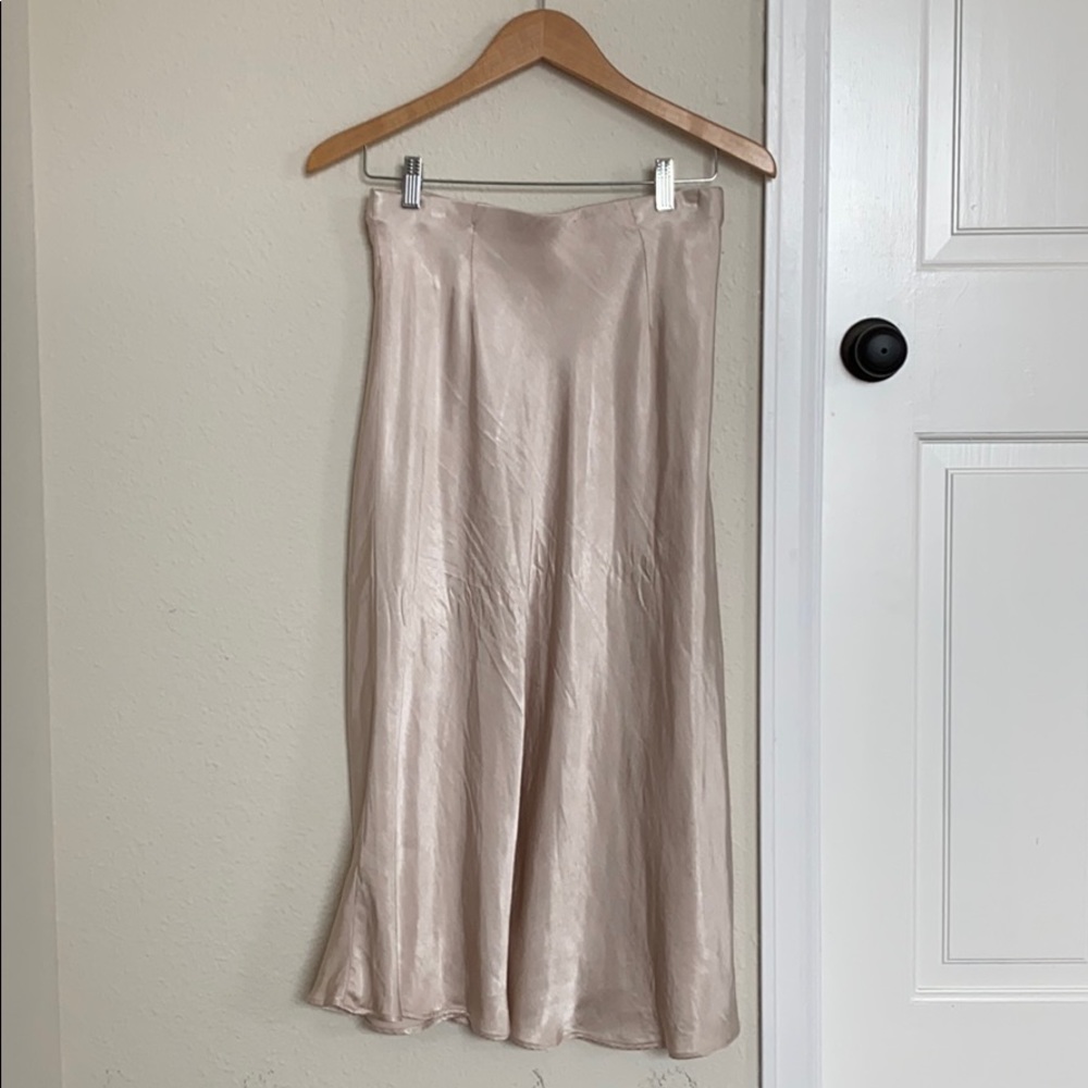 Silk-like blush colored skirt